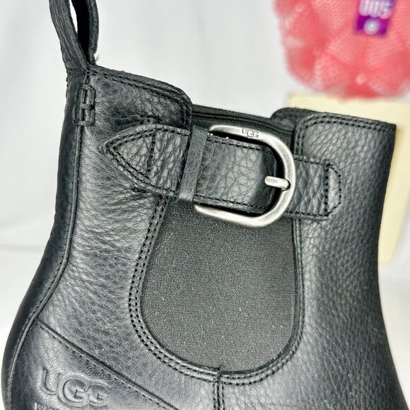 NW/B Ugg Arleta Wedge Waterproof Black Silver Buckle Boots Size 9.5 - Picture 5 of 12